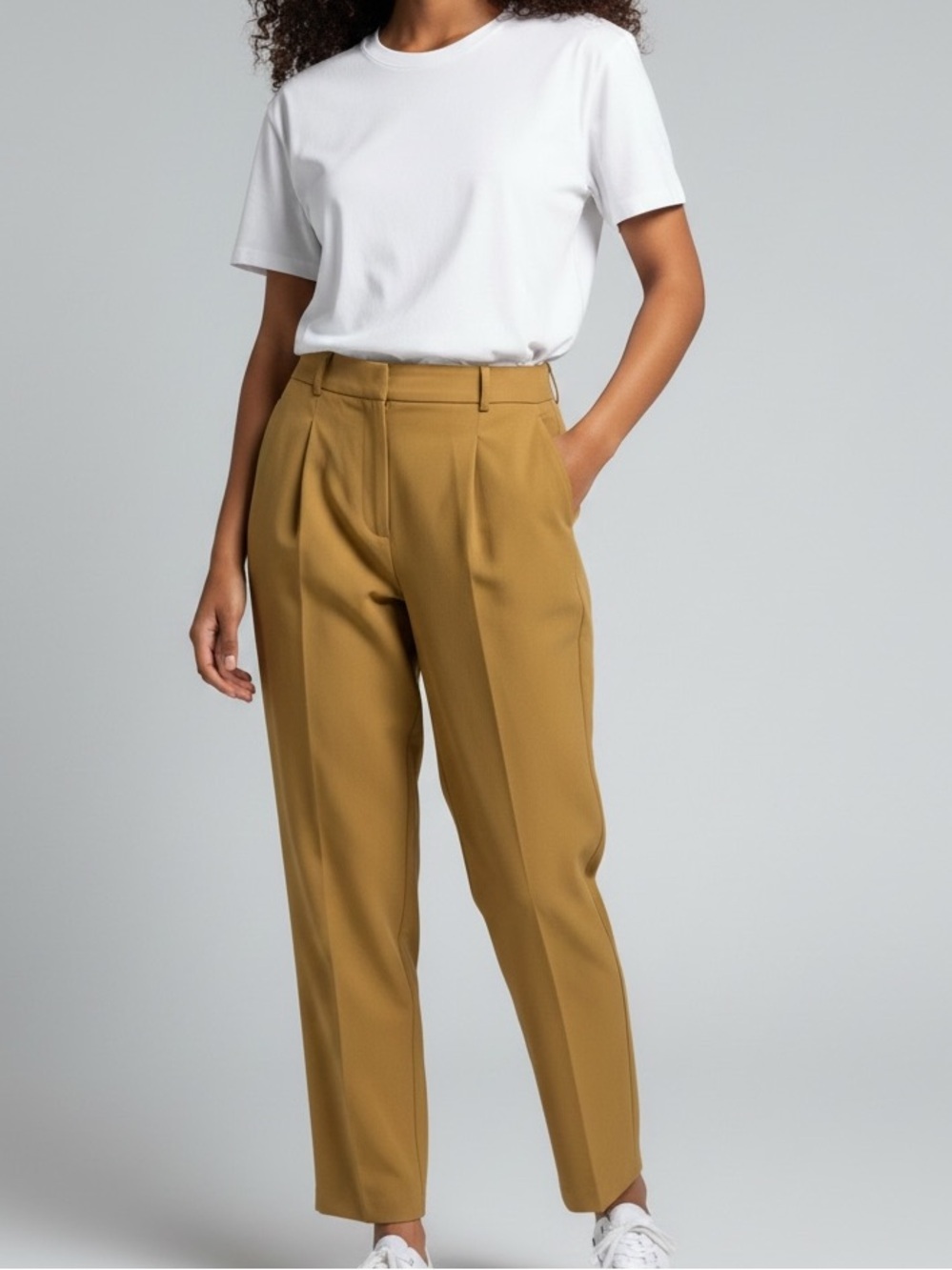 MNG Mango Tailored High-Waist Tapered Pants Mustard